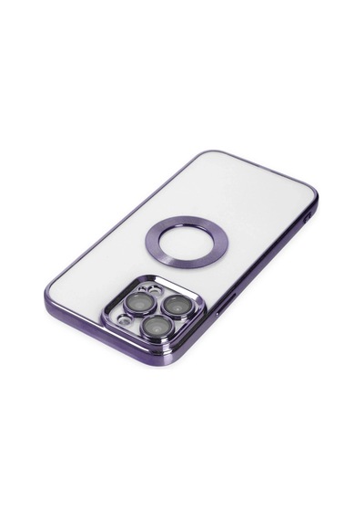 Apple iPhone Uyumlu 14 Pro Max Kılıf Slot Silikon - Mor Düz Renkli