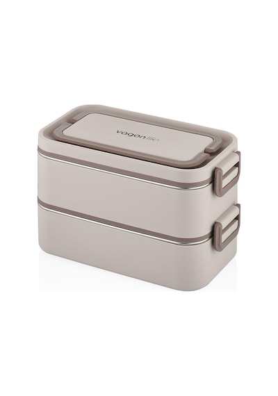 2000 Ml 2 Kat Paslanmaz Çelik Çorba Kaseli Bento Lunch Box Yeni Nesil Sefer Tası -fflbox01 Bej