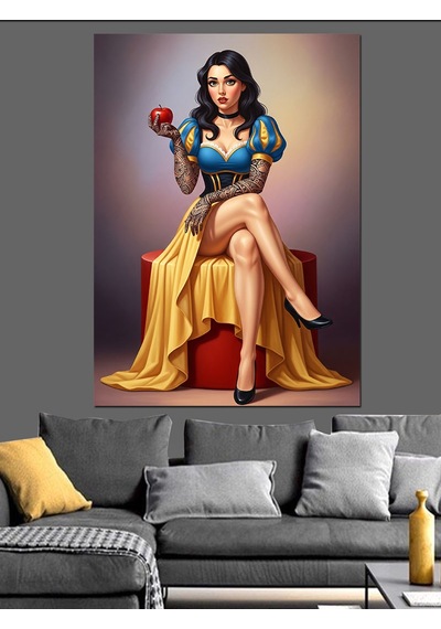 Ahşap Tablo Pamuk Prenses Pinup Kızı