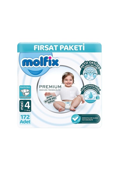 Molfix Premium 4 Beden Bebek Bezi Ultra Fırsat Paketi 86x2 172 Adet 4 Numara
