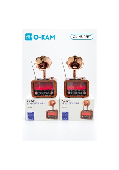 O-kam Ok-ns-03bt Bluetooth Gramofon Şömine Efektli Radyo