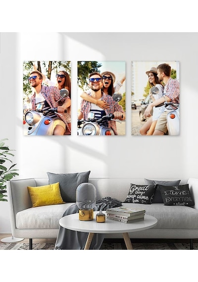 Kişiye Özel Fotoğraflı 3 Lü Mdf Tablo Seti 20x28 Cm Siyah