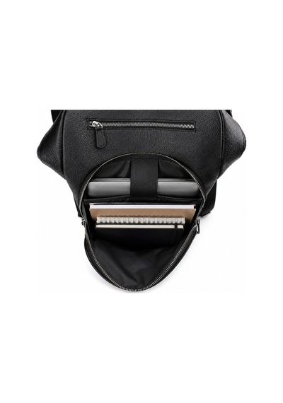 Alphaclub Bag Erkek Siyah Hakiki Deri Laptop Bölmeli Çok Fermuarlı Sırt Ve Laptop Çantası