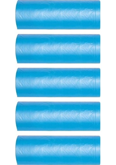 Mavi Orta Boy Çöp Poşeti 55X60 Cm 20 Li Rulo 5 Paket 100 Adet