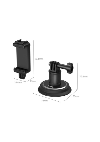 Smallrig 4347 Vantuz Montaj Desteği Aksiyon Kameraları İçin Siyah