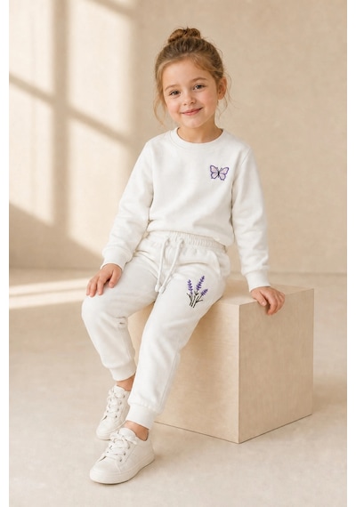 Rony Pony Kids Kız Çocuk Krem Kelebek Ve Lavanta Nakışlı Pamuklu 2 İplik Sweatshirt Eşofman Takımı Beyaz Mor Rony Pony Kids Kız Çocuk Krem Kelebek Ve Lavanta Nakışlı Pamuklu 2 İplik Sweatshirt Eşofman Takımı Beyaz Mor