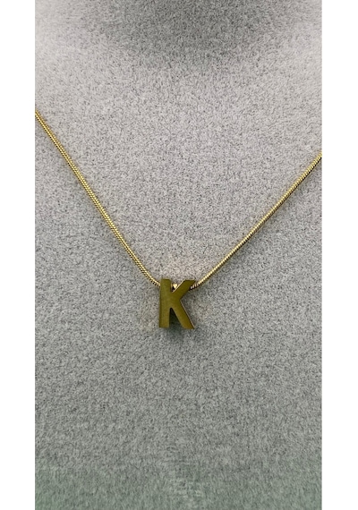14k Altın Renginde K Harf Minimal Model Çelik Kadın Kolye Altın