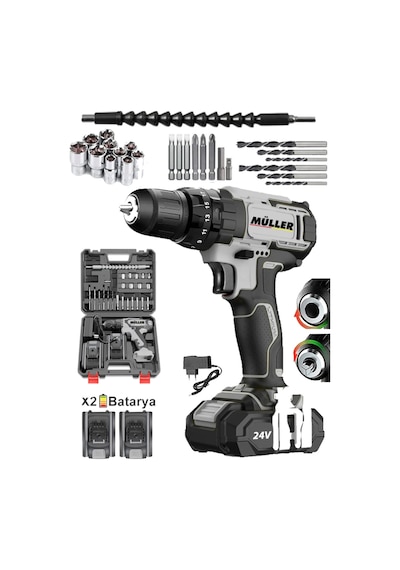 Pro Müller V-power 2400 Darbeli Xr Li-ion Çift Akülü Şarjlı Vidalama Matkap