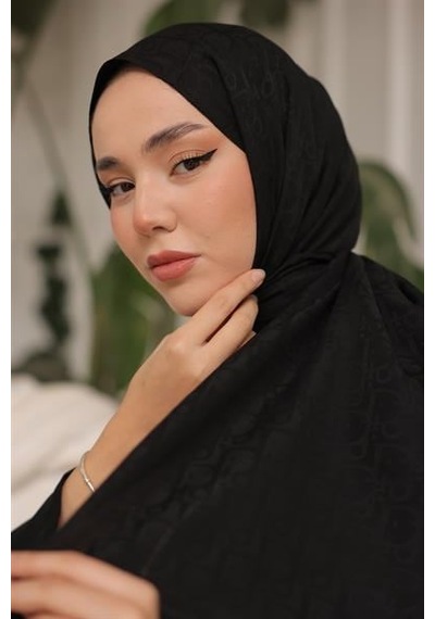 D Desen Şal Siyah Çok Renkli