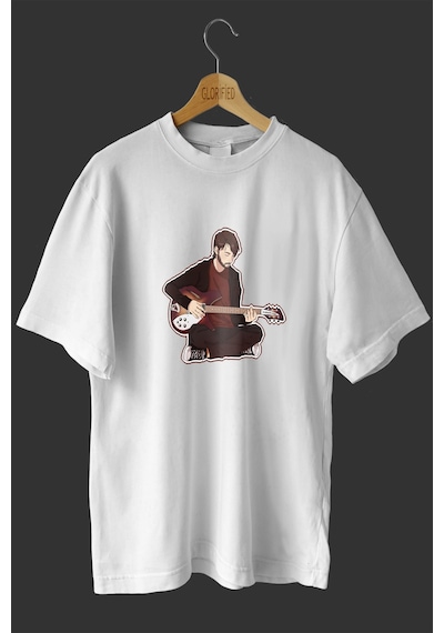 Noıssey -wed Basist Tasarım Baskılı Oversize T-shirt Tişört Beyaz