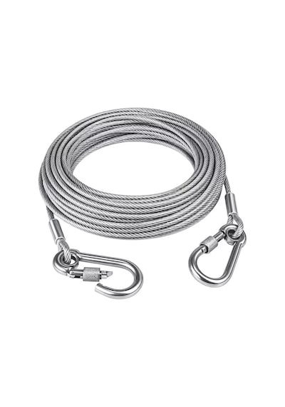 Sh Sunup Sn-38108 10 Metre Çelik Köpek Bağlama Halatı Kilitli Karabina Pvc Kaplamalı Najmaddin