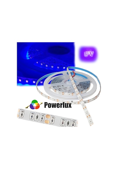 Powerlux 12v Uv Ultravıyole Şerıt Led Smd 2835 Metrede 120 Led Ip65 5mt