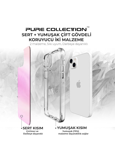 Bix iPhone Uyumlu 13 / 14 Pure Rainbow Renk Geçişli Şeffaf Kılıf Çizilmeye Dayanıklı Darbe Emici Parmak İzi Önleyici Pembe Bix iPhone Uyumlu 13 / 14 Pure Rainbow Renk Geçişli Şeffaf Kılıf Çizilmeye Dayanıklı Darbe Emici Parmak İzi Önleyici Pembe