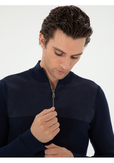 Cacharel Lacivert Slim Fit Kazak