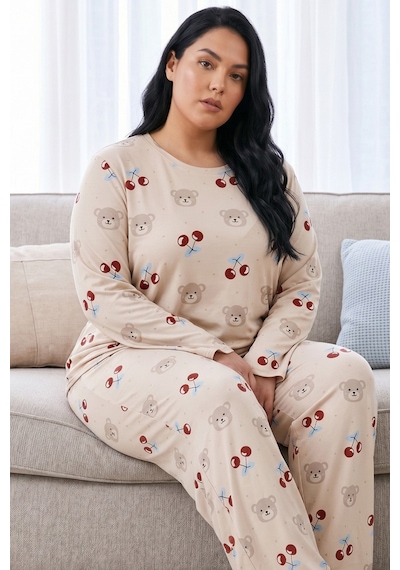 Siyah İnci Desenli Termal Kumaşlı Ultra Soft Yumuşak Büyük Beden Battal Boy Örme Pijama Takımı 26226724 Krem Siyah İnci Desenli Termal Kumaşlı Ultra Soft Yumuşak Büyük Beden Battal Boy Örme Pijama Takımı 26226724 Krem