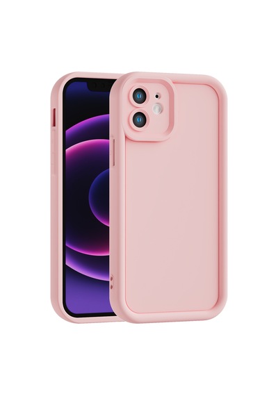 Apple Uyumlu iPhone 12 Mini Kamera Çıkıntılı Mat Silikon Telefon Kılıfı Pembe