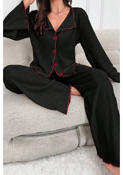 Bella Notte Kadın Siyah Uzun Kollu Pijama Takımı