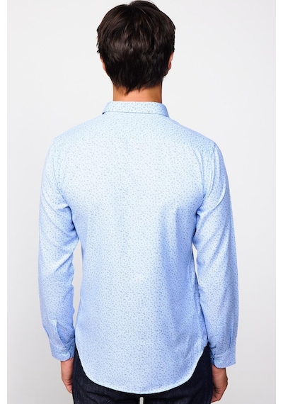 Tudors Slim Fit Dar Kesim Desenli Pamuklu Kolay Ütülenebilir Mavi Erkek Gömlek-29562-mavi Mavi