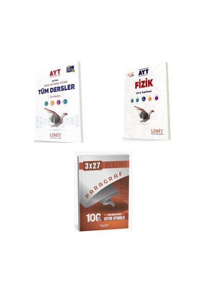 2027 2027 Limit Ayt Tüm Dersler Sayısal + Fizik Soru + Anla Kazan Paragraf Deneme 3'lü Set