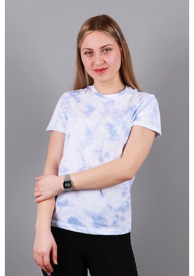 Kadın Bisiklet Yaka T-shirt Tşört Beyaz