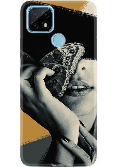 Realme C11 2021 Kılıf Resimli Desenli Silikon Platinium Series Butterfly Girl 1837