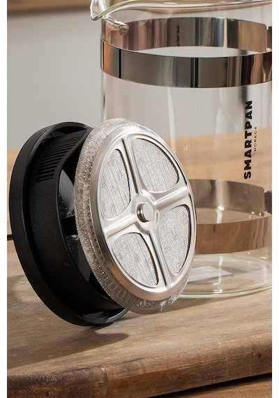 Smartpan Bv008 French Press Paslanmaz Çelik Süzgeçli Cam Bitki Çayı Demliği Kahve Presi - 800 Ml Siyah Diğer