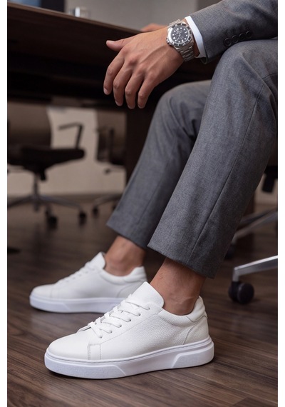 Liarca Asterio %100 Hakiki Deri Sararmayan Faylon Taban Sneaker Klasik Beyaz Ayakkabı