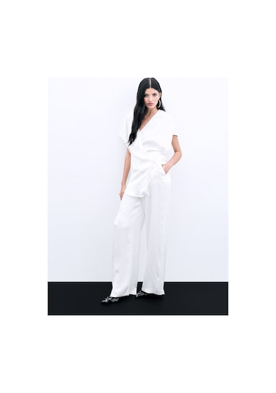 Sateen Cepli Bol Pantolon - Ekru-136044 Ekru