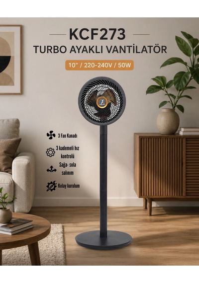 K2 Kcf273 Turbo Ayaklı Vantilatör 50w 10