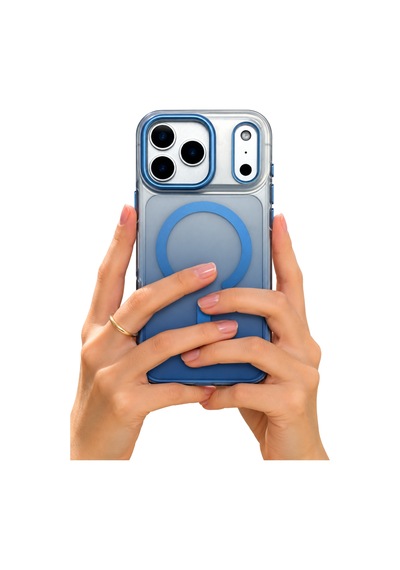 Sbprc İphone 18 Pro Max / 17 Pro Max İçin Kılıf Renk Geçişli Şeffaf M-safe Şarja Uygun Augus Kapak Mavi