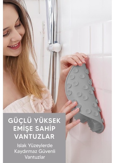 Pratik Silikon Vantuzlu Banyo Masaj Pedi Sırt Ayak Kesesi Yıkama Aleti Sırt Lifi Ayak Matı