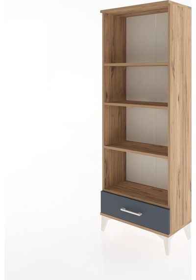 Arges Dolap 4 Raflı Tek Çekmeceli 60x30x163 Çam-antrasit Atlas Çam