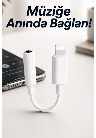 Kablo Ucu Mobil Parça Müzik Aparatı Kulaklık DönüştürücüApple iPhone Uyumlu 7 Aux Jbc100 Beyaz