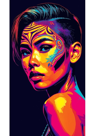 Neon Yüzler Pop Art Kadın Portre Serisi 39 Canlı Renkler Ve Asi Duruş
