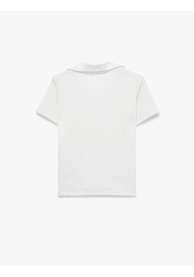 Koton Regular Fit Kısa Kollu Kesik Polo Yaka Tişört Beyaz 6sak50190ek Beyaz