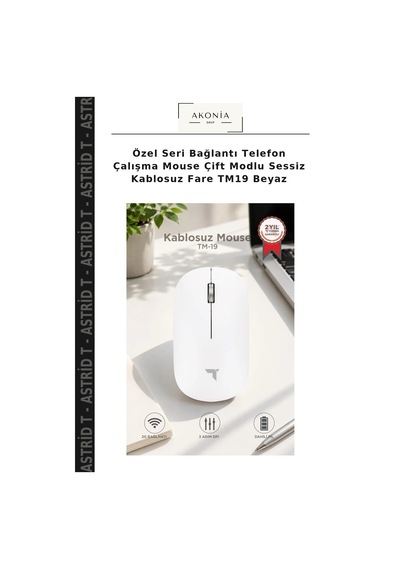 Özel Seri Bağlantı Telefon Çalışma Mouse Çift Modlu Sessiz Kablosuz Fare Tm19 Beyaz