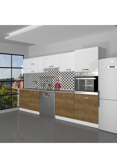 Decoraktiv Elite 280yq Ankastre Boy Dolaplı Mdf Hazır Mutfak Dolabı - Tezgah Dahil - Pera - Beyaz Beyaz - Meşe