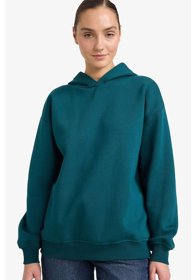 Defacto Relax Fit Kapüşonlu Basic Düz Kalın Sweatshirt D9935ax25wngn246 Yeşil-gn246