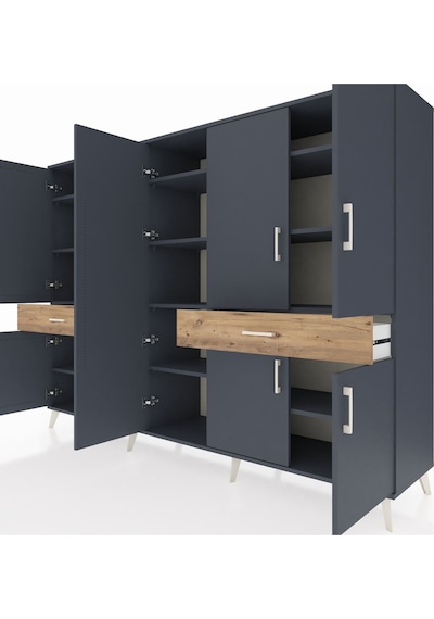 Hyperion Dolap 12 Raflı 2 Çekmeceli 8 Kapaklı 220x44x163 Antrasit Antrasit-antrasit/çam Hyperion Dolap 12 Raflı 2 Çekmeceli 8 Kapaklı 220x44x163 Antrasit Antrasit-antrasit/çam