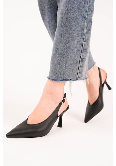 Esatsani Siyah Cilt Deri Sivri Burun Arka Açık 9 Cm Topuk Vısıon Stiletto Kadın Ayakkabı Siyah Cilt Deri Esatsani Siyah Cilt Deri Sivri Burun Arka Açık 9 Cm Topuk Vısıon Stiletto Kadın Ayakkabı Siyah Cilt Deri
