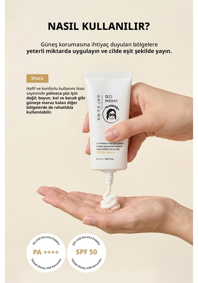 Midha Uv Protect Rice Sun Cream SPF50 50 ML