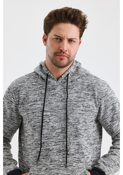 Monox Erkek Kapşonlu Kırçıllı 3 İplik Sweatshirt Antrasit