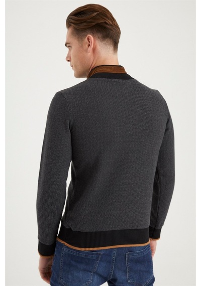 1039 Dewberry Erkek Sweatshırt-desenli Antrasit Desenli Antrasit
