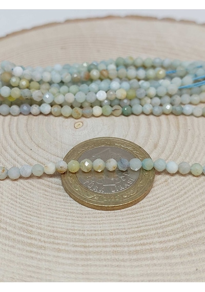 Yasamtohumu Amazonit Taşı Yarım Dizi 3 MM 17  CM Pembe