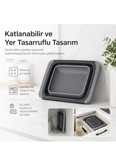 Ayarlanabilir Katlanır Lavabo Süzgeci, 6,3 Litre, Plastik Ve Silikon, Aç Kapa Mutfak İçin Tezgah Üstü Pratik Sürgülü Süzgeç, Gıda İle Temasa Uygun, Bpa İçermez Çok Renkli
