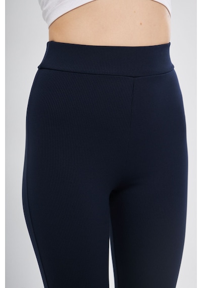 Thiff Gymwear Antrasit Yüksek Bel Fitilli Ispanyol Paça Interlok Örme Kadın Tayt Lacivert Thiff Gymwear Antrasit Yüksek Bel Fitilli Ispanyol Paça Interlok Örme Kadın Tayt Lacivert