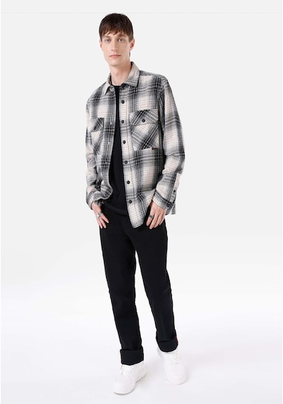 Colin's Colins Comfort Fit Shirt Neck Ekoseli Erkek Siyah Uzun Kol Gömlek Cl1066776 Q1.v1 Blk Siyah