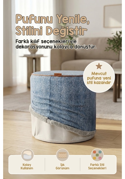 Çift Yönlü Çevir Puf Çift Taraflı Yıkanabilir Puf Bench Kılıfı Orella