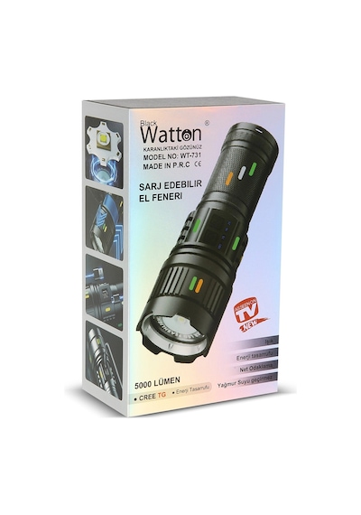5000 Lümen Cree Tg Led Şarj Göstergeli El Feneri Wt-731 Çok Renkli 23563588