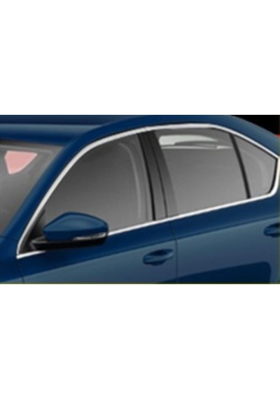 Skoda Uyumlu Octavia A7 2013-2019 Cam Çerçevesi Paslanmaz Çelik